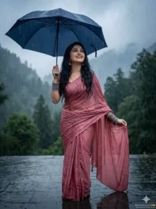 Rain Season Ai Photo Editing Prompt With Umbrella